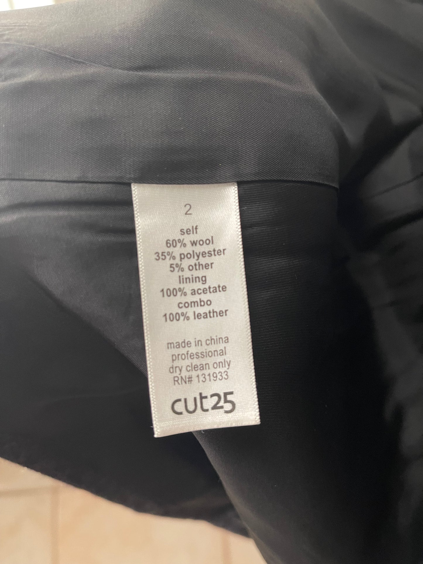 Cut25 by Yigal Azrouel Leather & Wool Coat Size 2