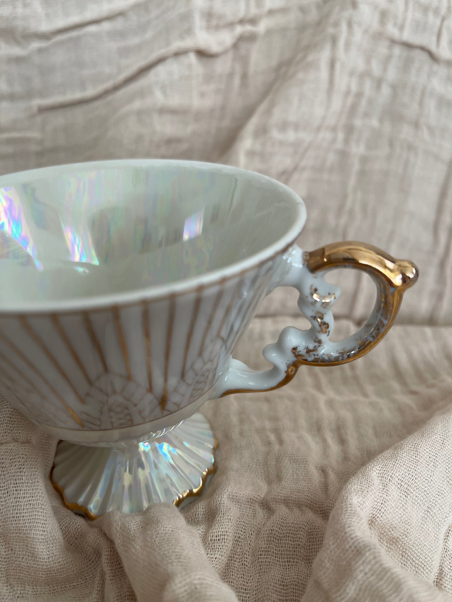 Vintage Norleans Footed Pink Teacup And Saucer, Japan Set of 2