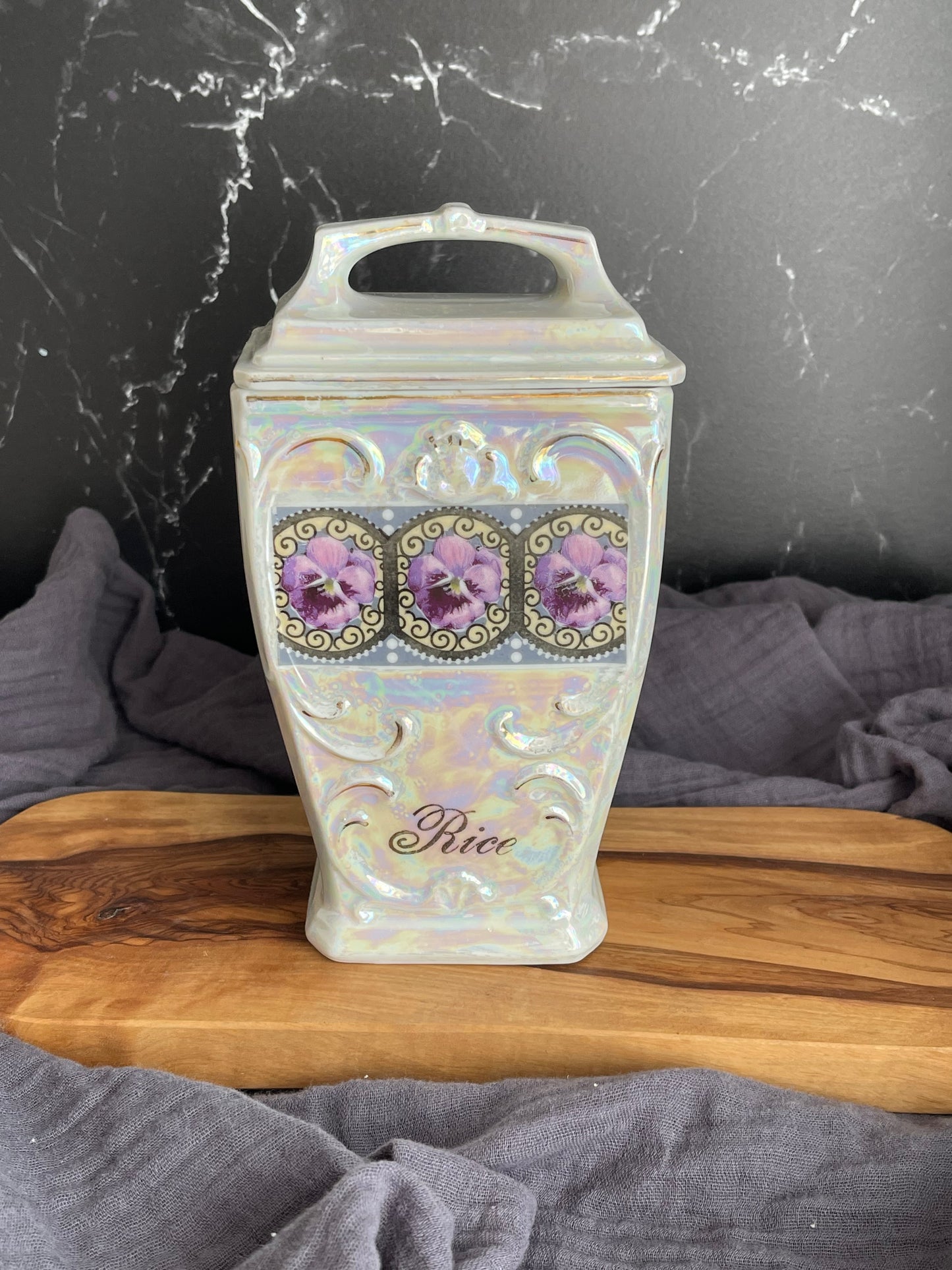Vintage 30’s Mepoco Ware Lusterware Coffee Jar