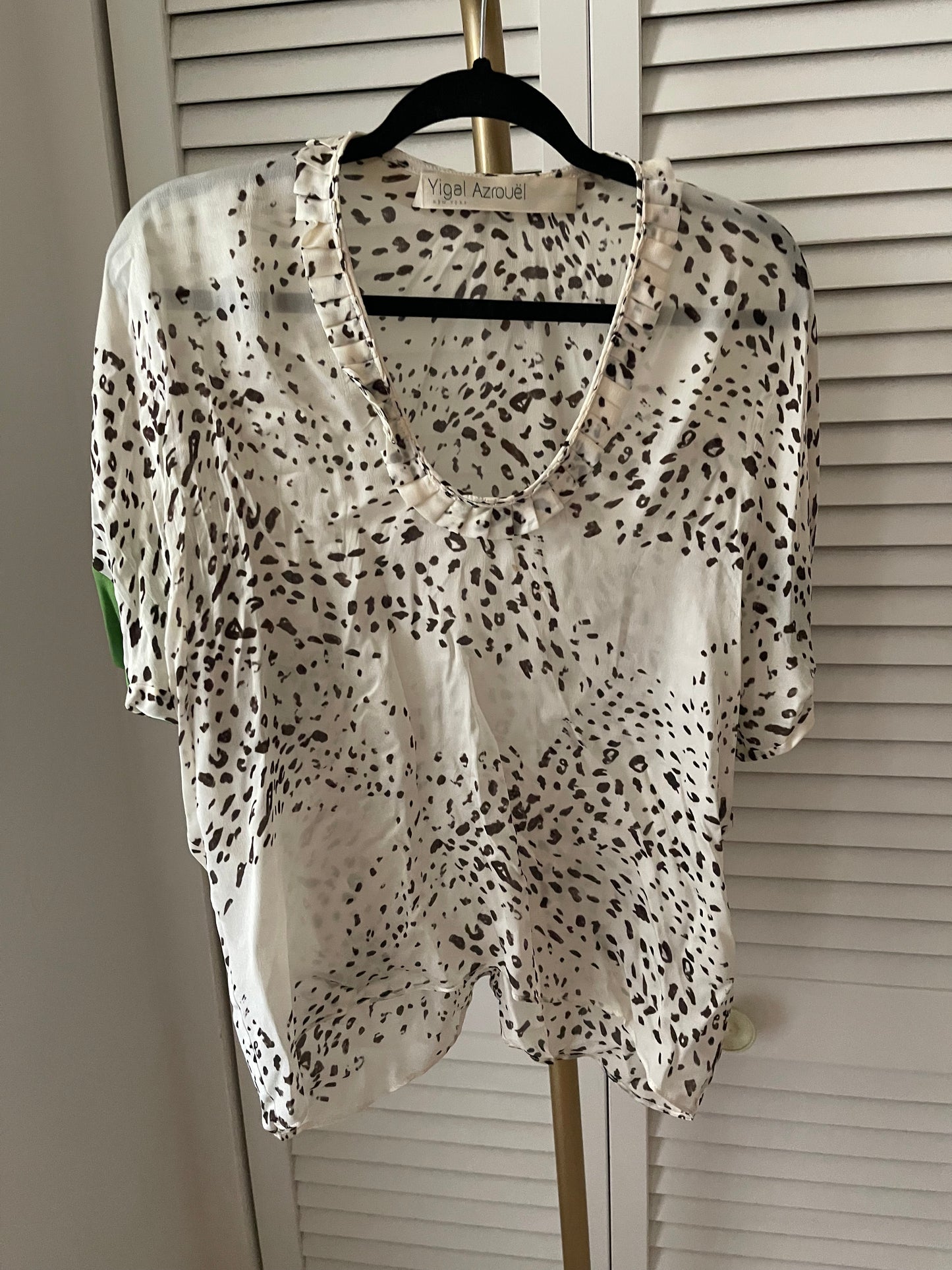 Yigal Azrouel Silk & Leopard Blouse Size 2
