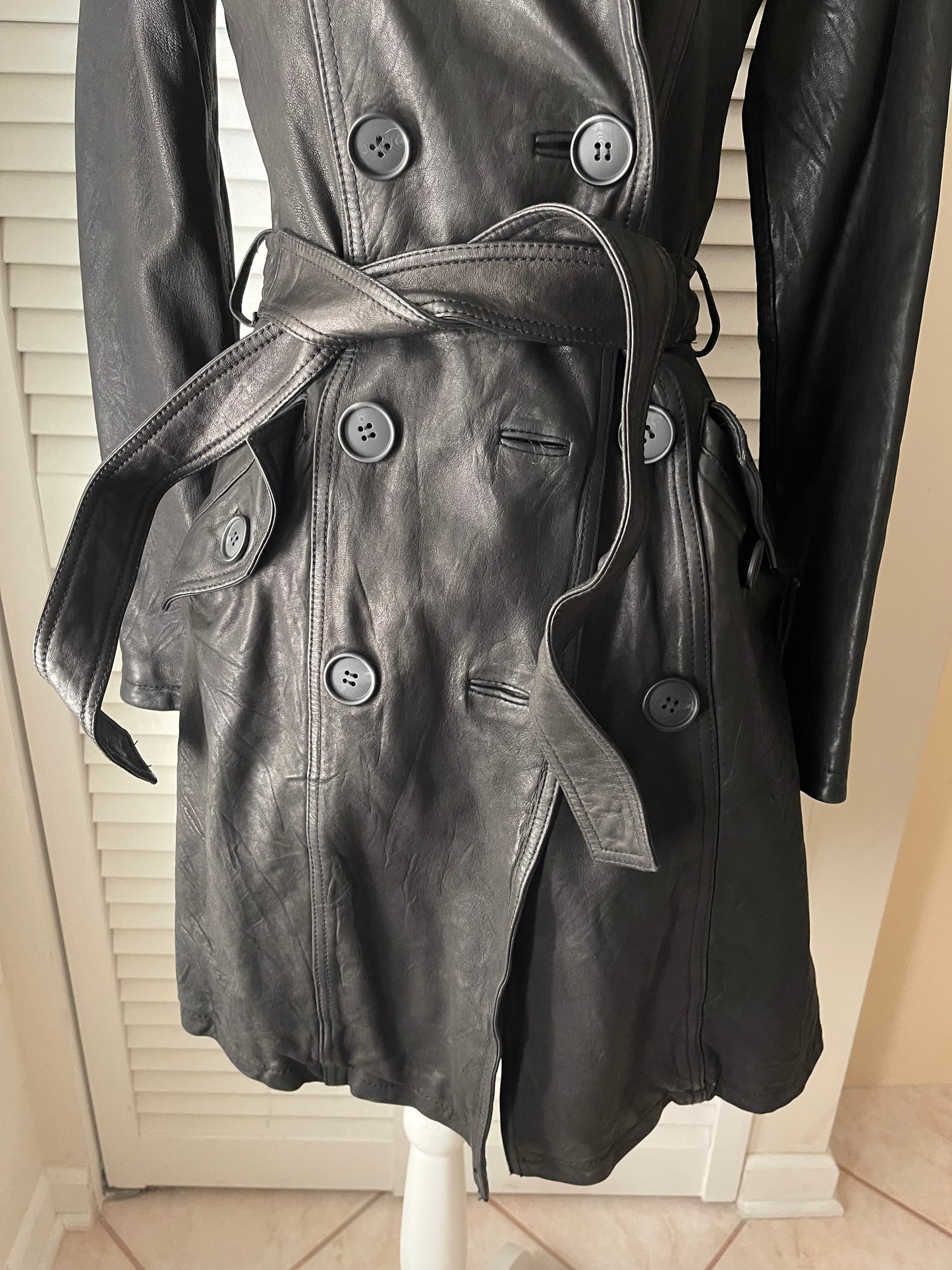 Mirage Leather Trench Coat Size XS