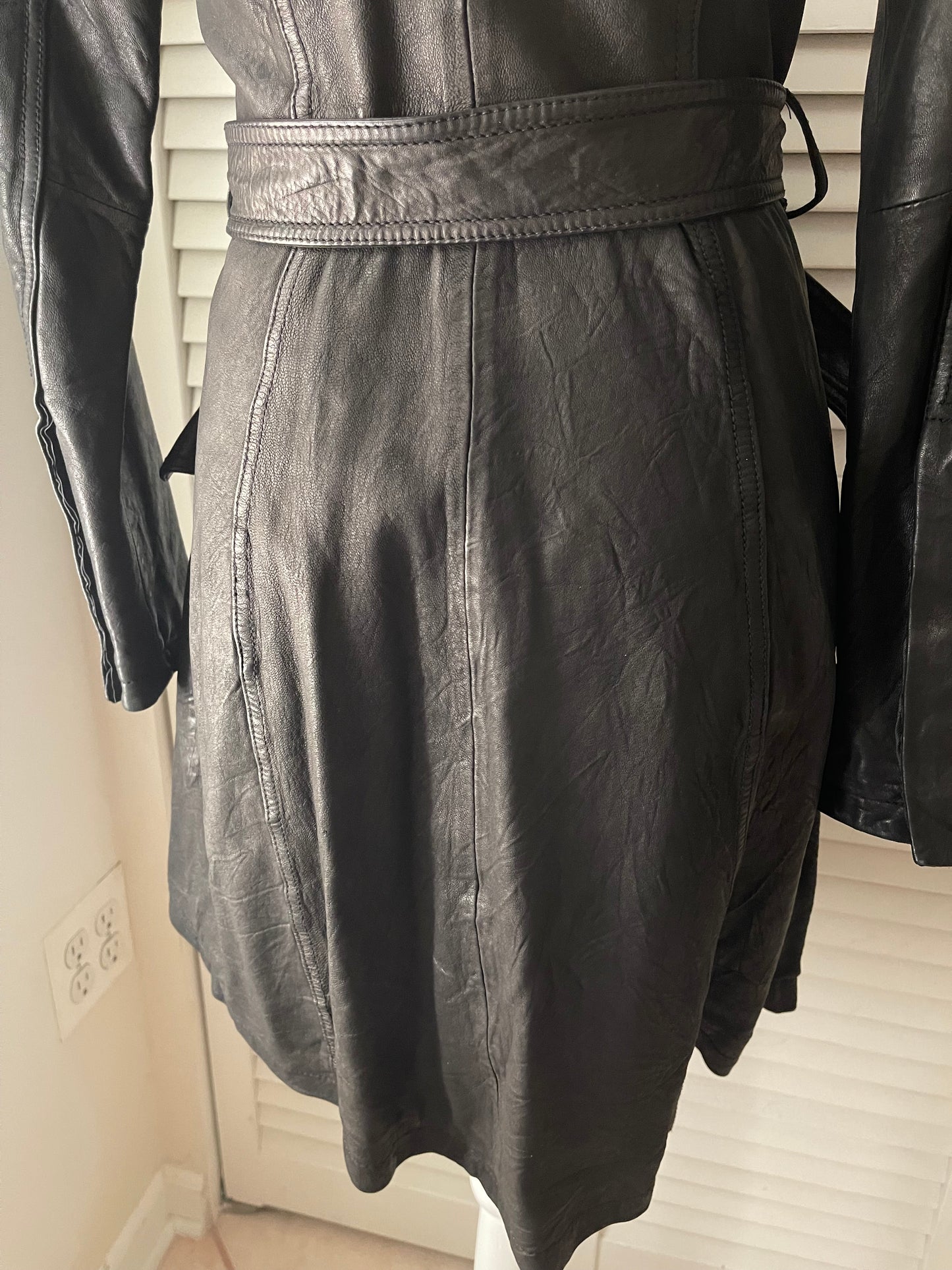 Mirage Leather Trench Coat Size XS