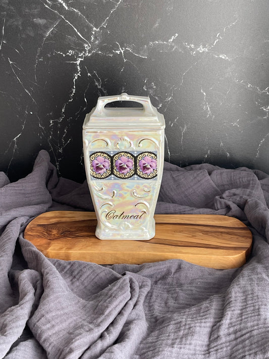 Vintage 30’s Mepoco Ware Lusterware Oatmeal Jar
