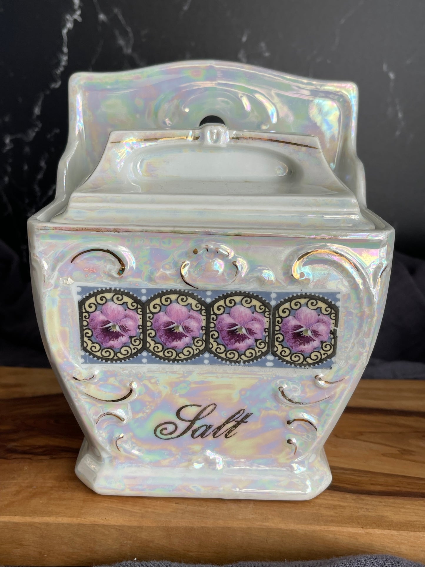 Vintage 30’s Mepoco Ware Lusterware Oatmeal Jar