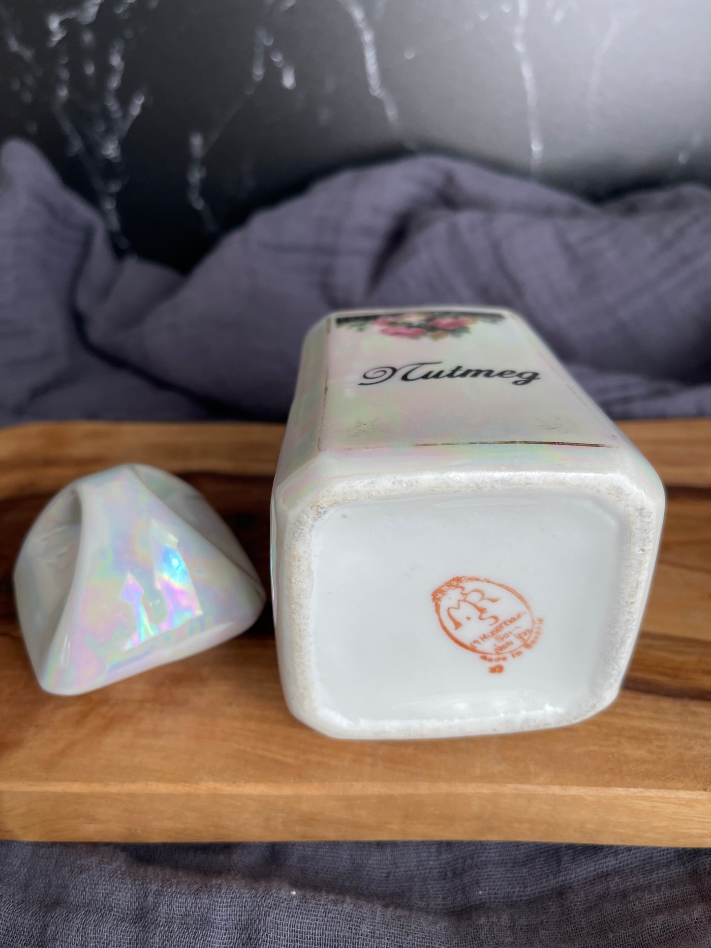 Vintage 30’s Era M. Rosenbaum & Sons Bavaria Porcelain Lustreware Nutmeg Jar