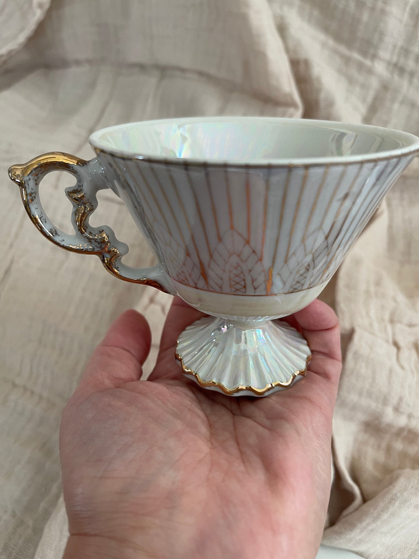 Vintage Norleans Footed Pink Teacup And Saucer, Japan Set of 2