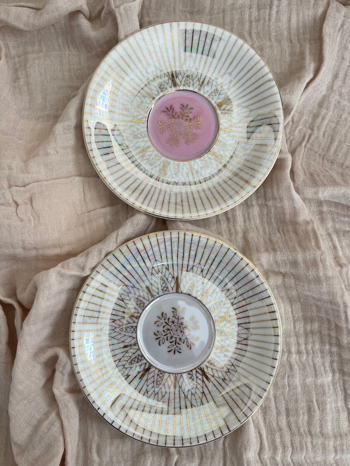 Vintage Norleans Footed Pink Teacup And Saucer, Japan Set of 2