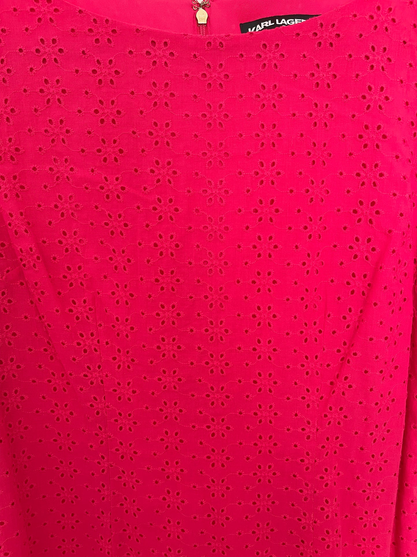 Karl Lagerfeld Hot Pink Eyelet Midi Dress size 4