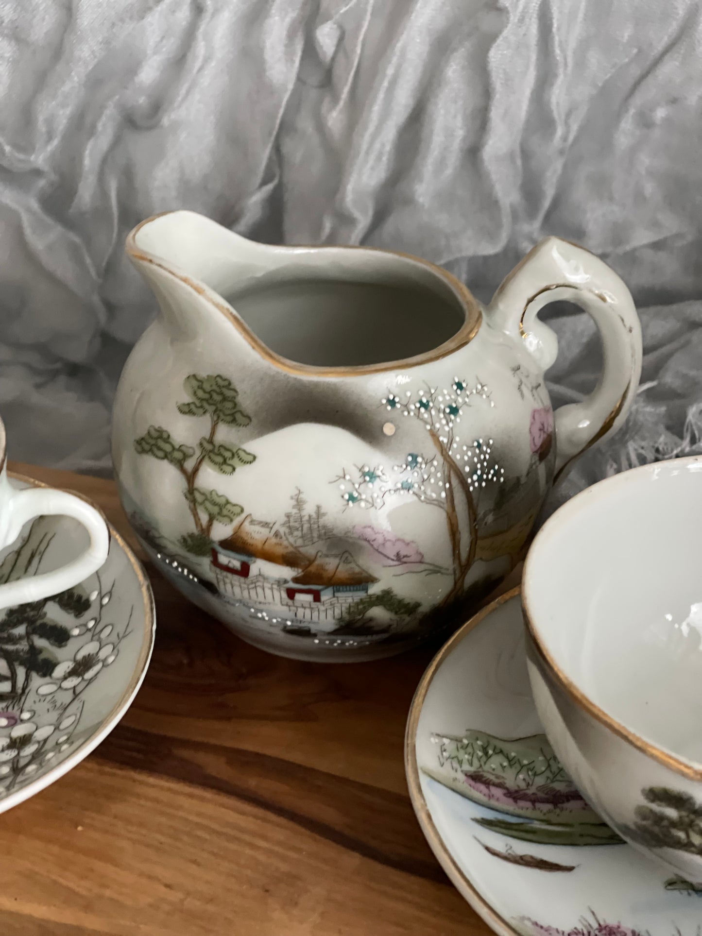 Vintage Nippon Japan Hand Painted Teacup & Saucer and Creamer