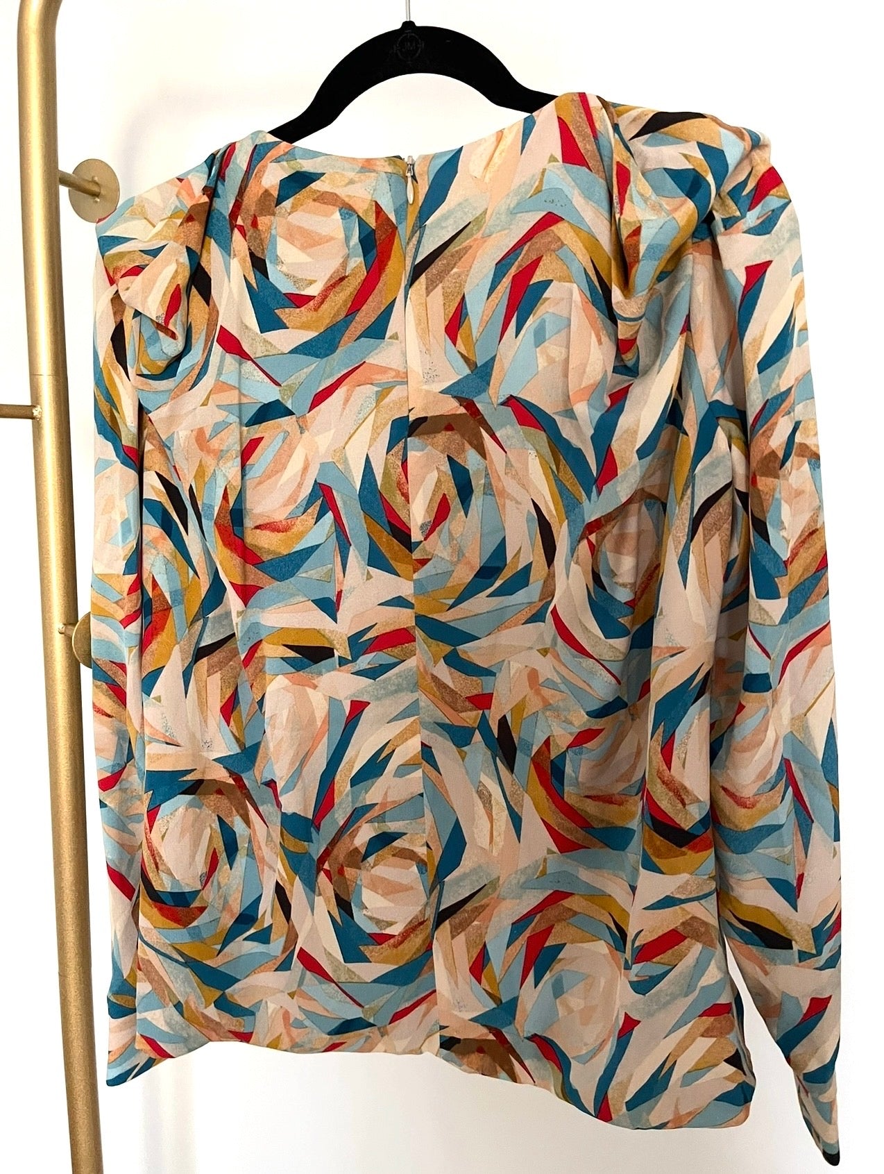 Doo.Ri Multicolor Silk Abstract Pattern Women's Top size 2 Made in USA