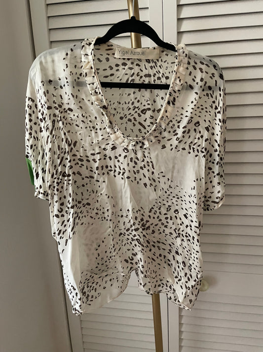 Yigal Azrouel Silk & Leopard Blouse Size 2
