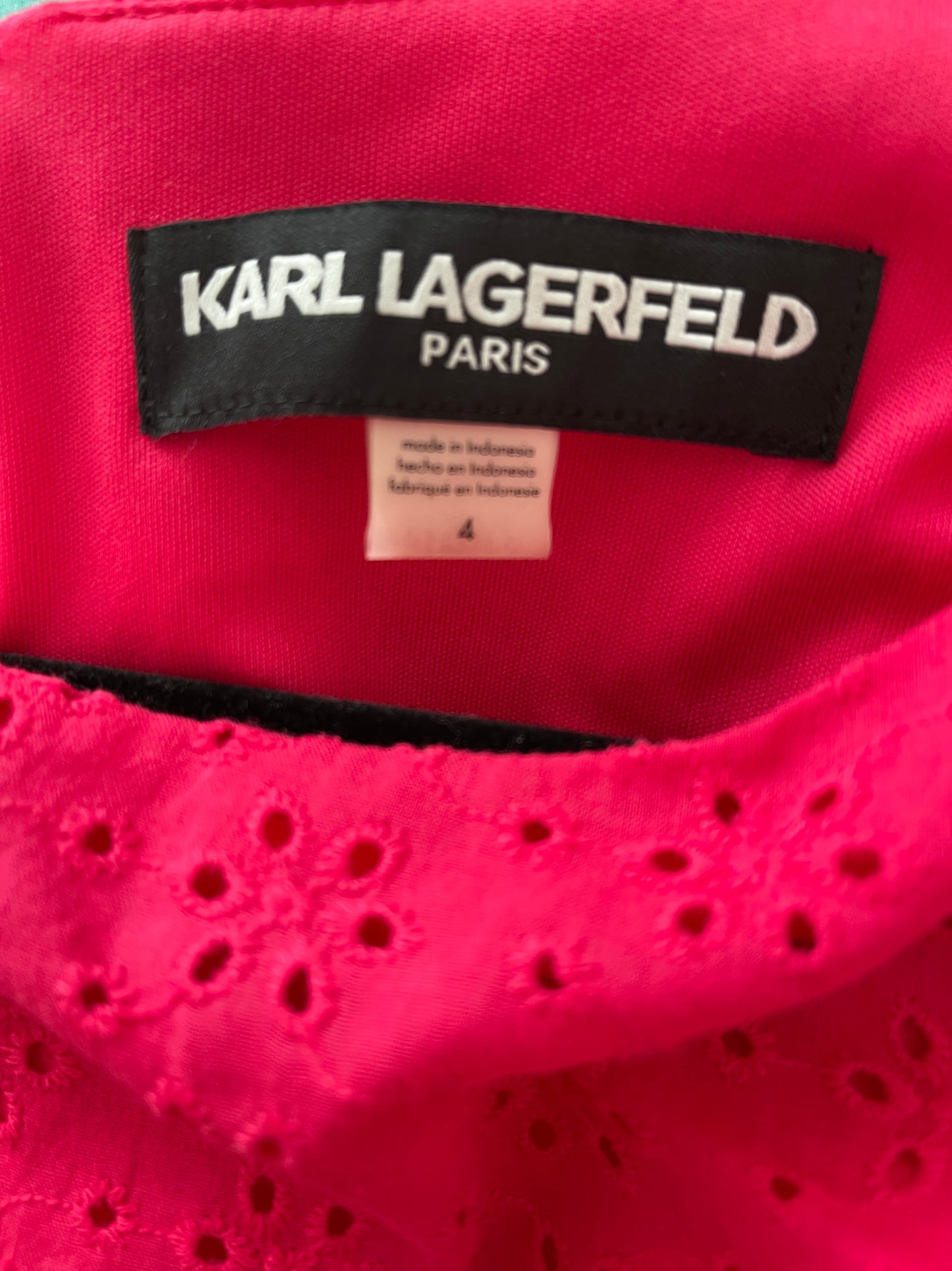 Karl Lagerfeld Hot Pink Eyelet Midi Dress size 4