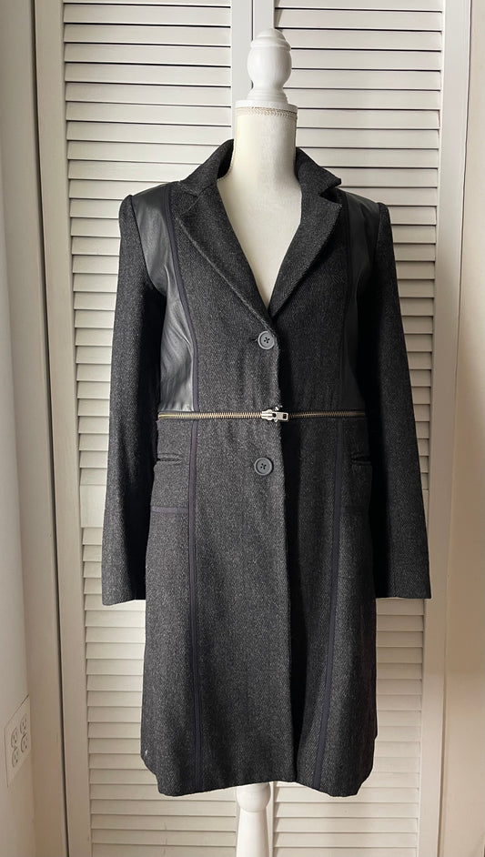 Cut25 by Yigal Azrouel Leather & Wool Coat Size 2