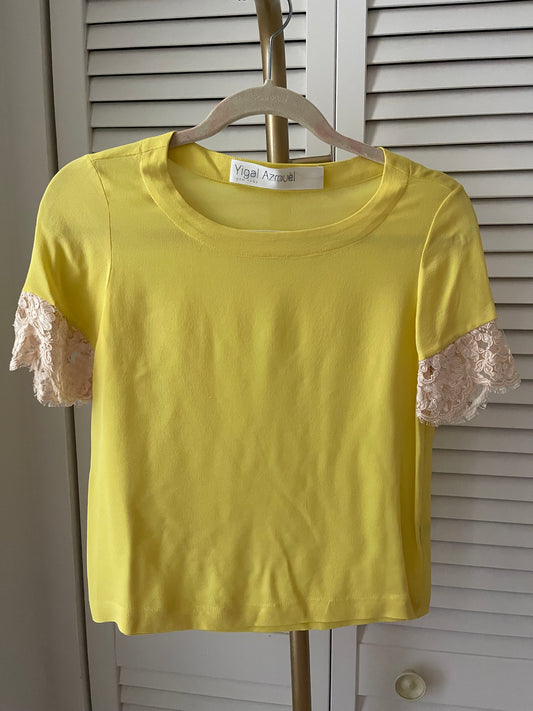 Yigal Azrouel Silk & Lace Blouse Size 2