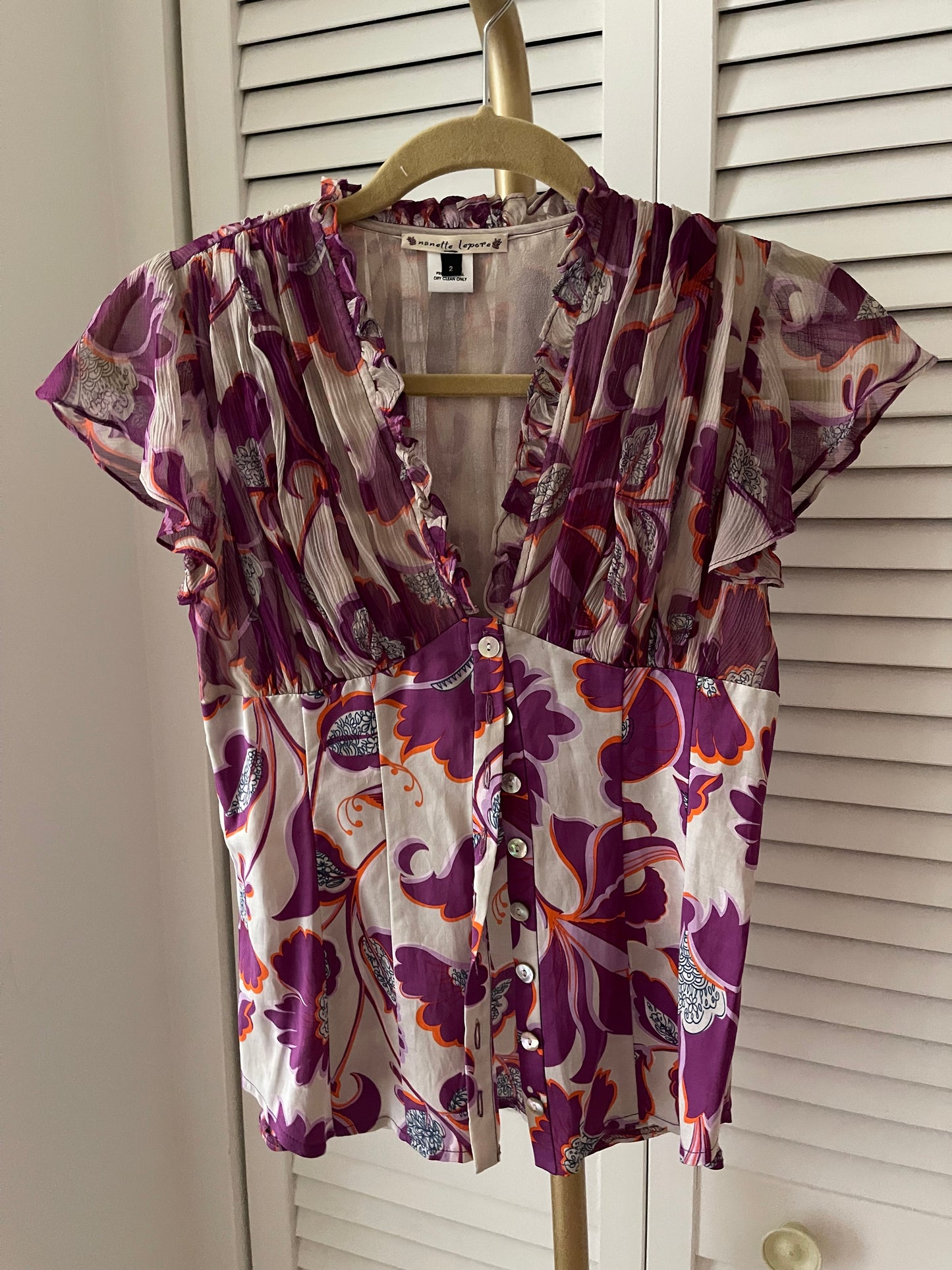 Nanette Lepore Floral Silk Top Size 2