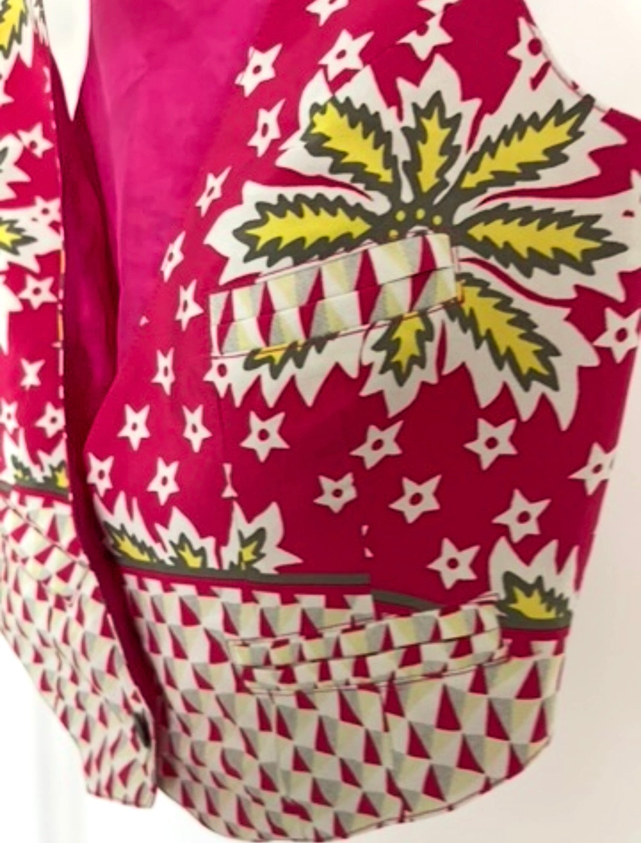 SUNO Vibrant Pink and Green SILK Vest size XS