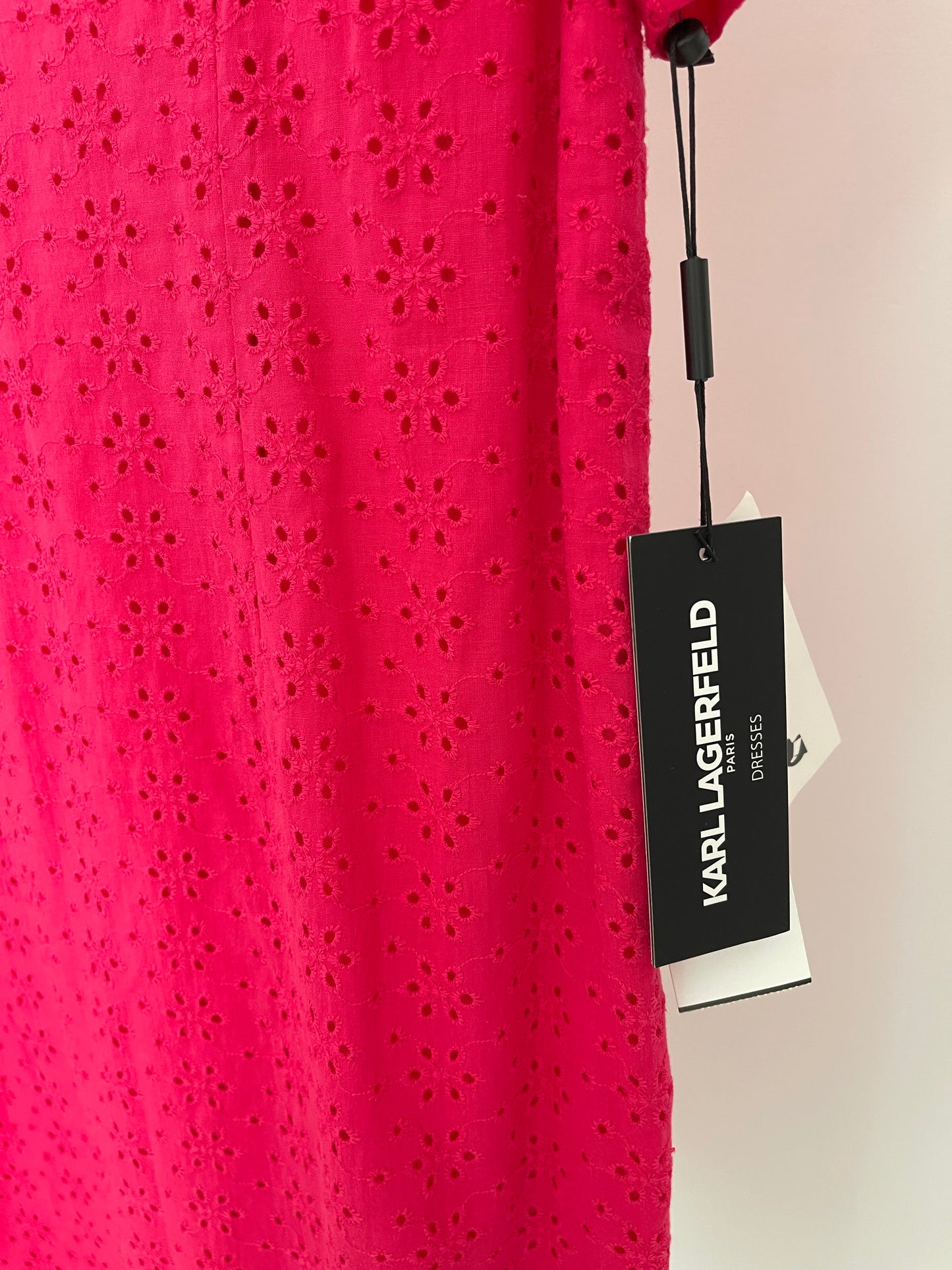 Karl Lagerfeld Hot Pink Eyelet Midi Dress size 4