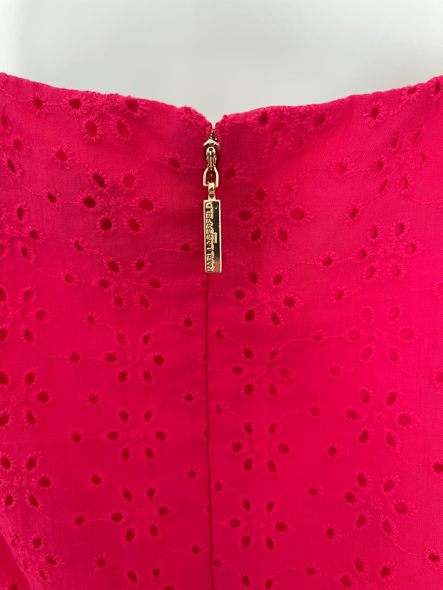 Karl Lagerfeld Hot Pink Eyelet Midi Dress size 4