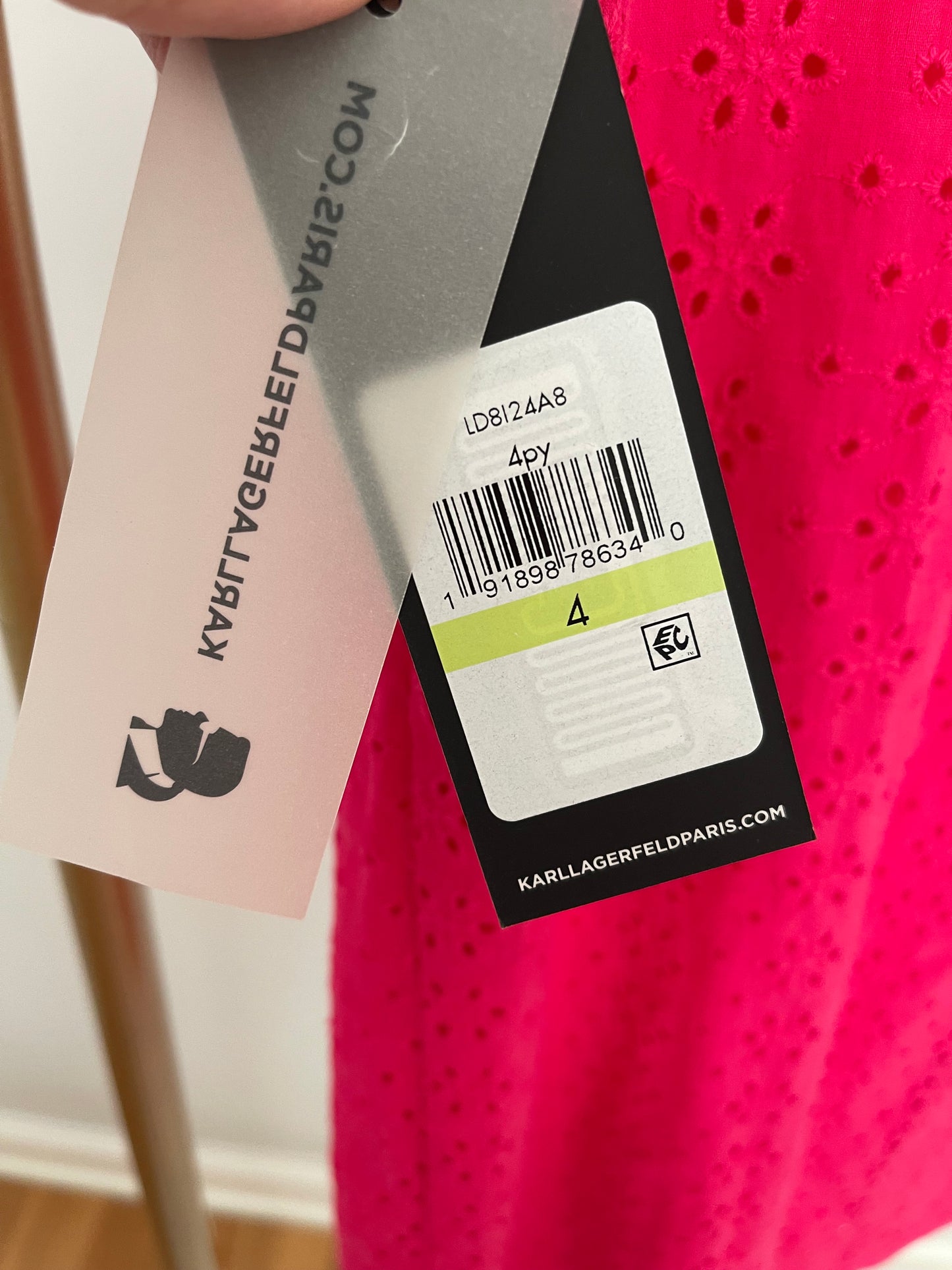 Karl Lagerfeld Hot Pink Eyelet Midi Dress size 4