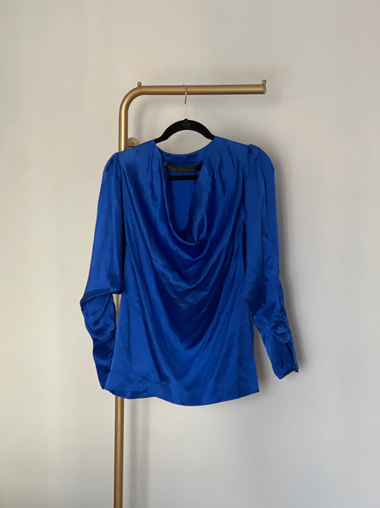 New with tag Yigal Azrouel Royal Blue Silk Blouse size 2