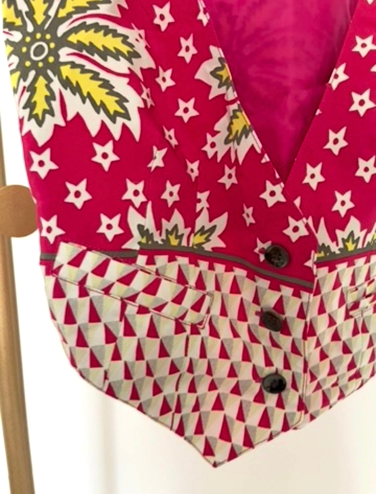 SUNO Vibrant Pink and Green SILK Vest size XS