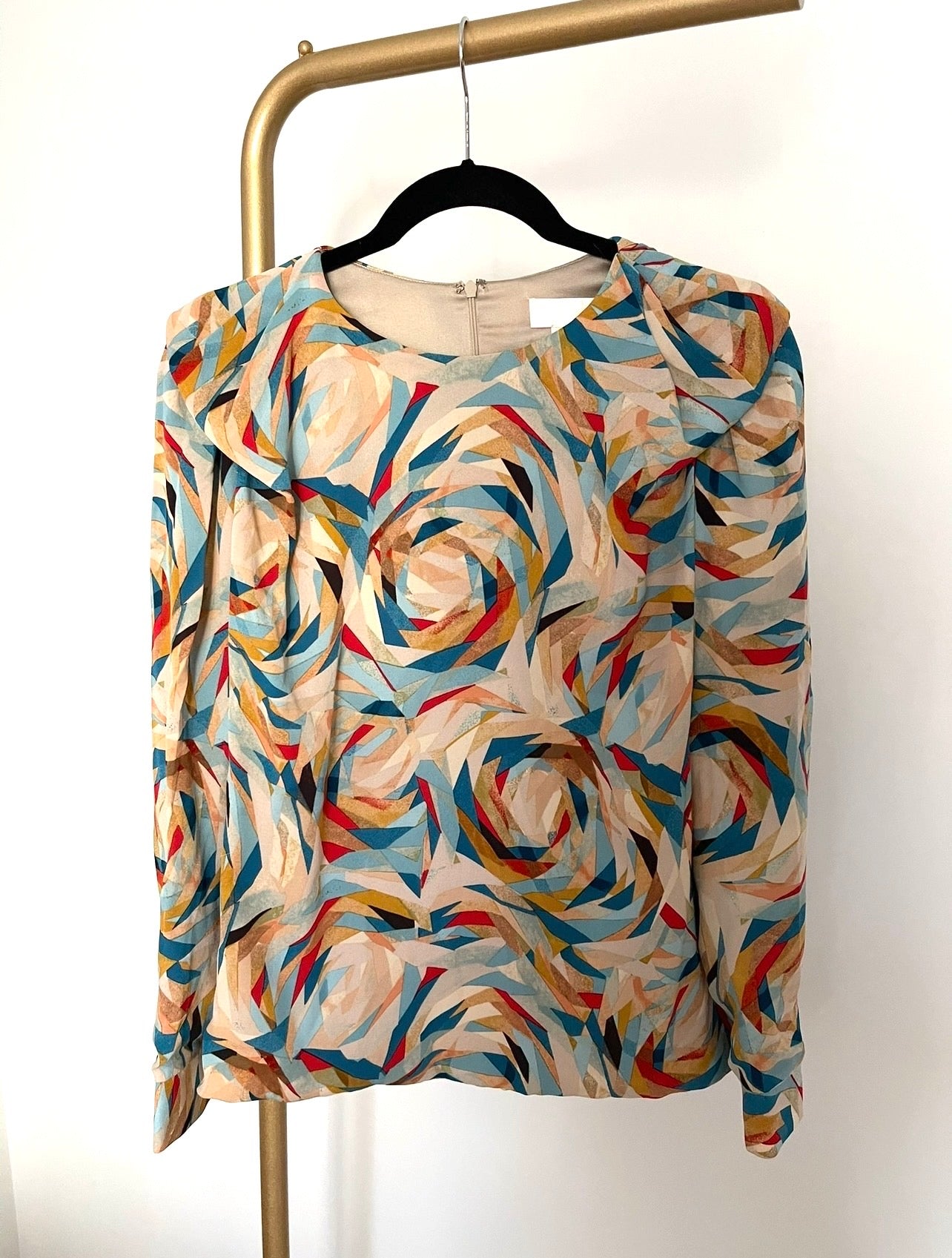 Doo.Ri Multicolor Silk Abstract Pattern Women's Top size 2 Made in USA