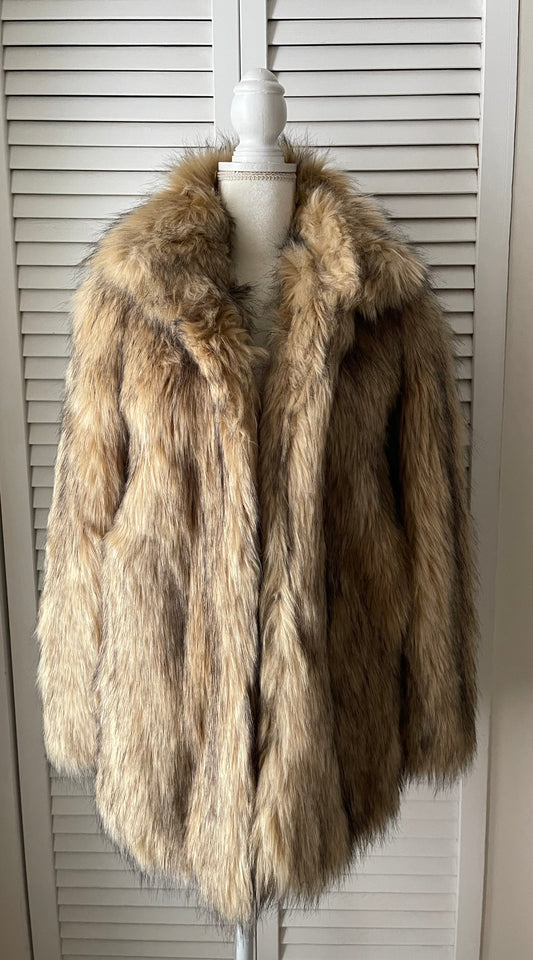 Zara Faux Fur Coat Size S