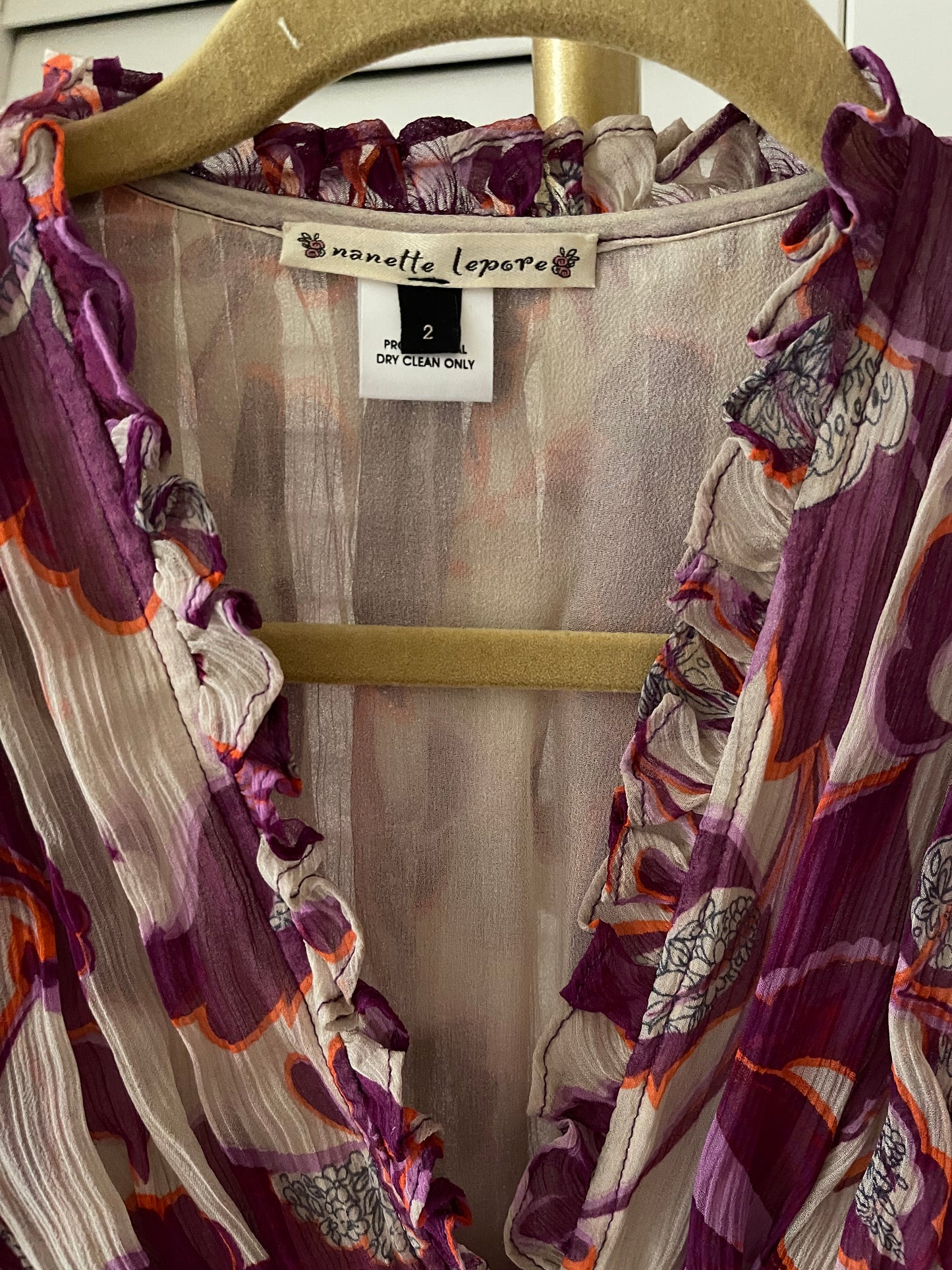 Nanette Lepore Floral Silk Top Size 2