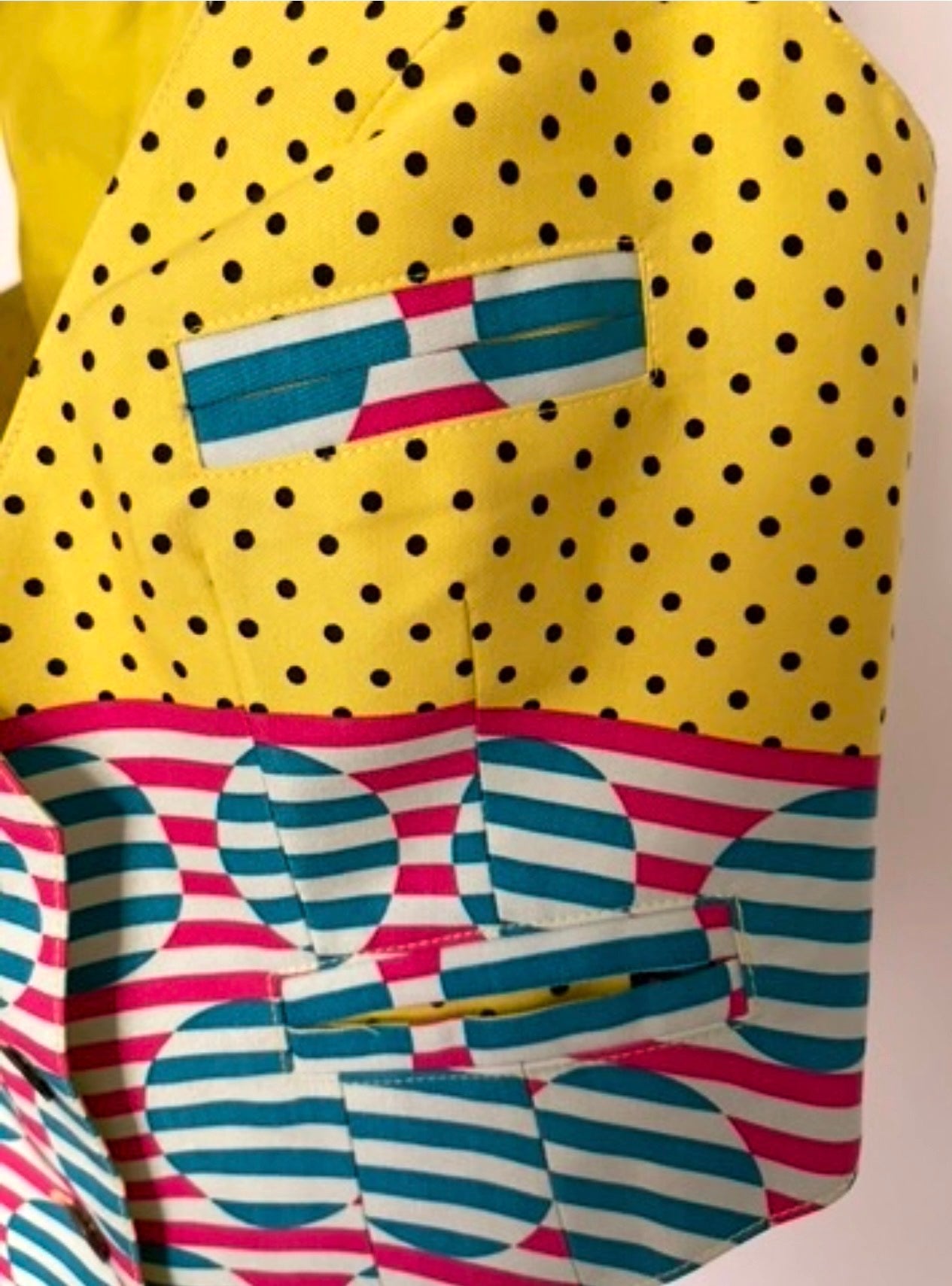 SUNO Yellow Polka Dot and Striped SILK Vest size XS