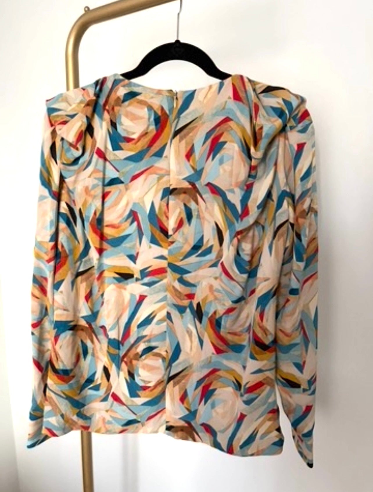 Doo.Ri Multicolor Silk Abstract Pattern Women's Top size 2 Made in USA