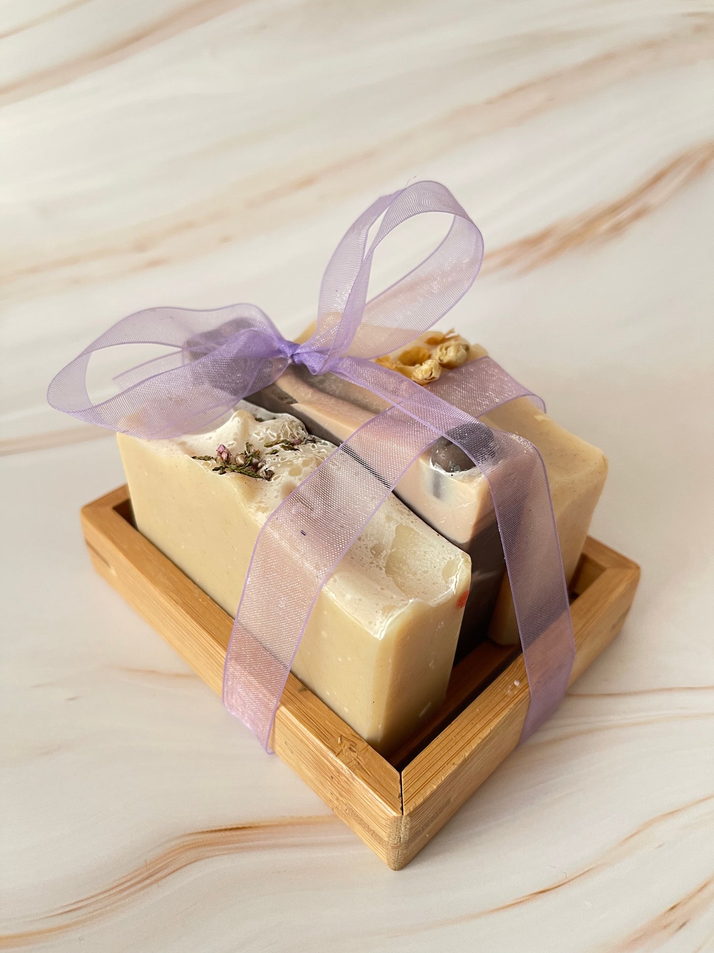3 Bars Soaps with Bamboo Tray